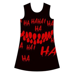 Demonic Laugh, Spooky red teeth monster in dark, Horror theme Kids  Short Sleeve Velvet Dress from ArtsNow.com Front