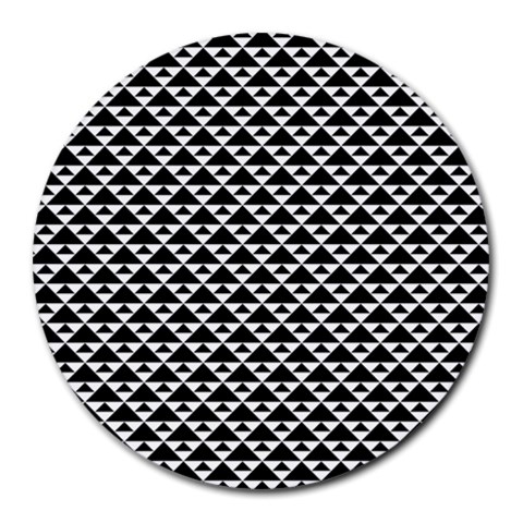 Black and white Triangles pattern, geometric Round Mousepads from ArtsNow.com Front