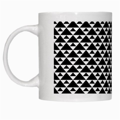 Black and white Triangles pattern, geometric White Mugs from ArtsNow.com Left