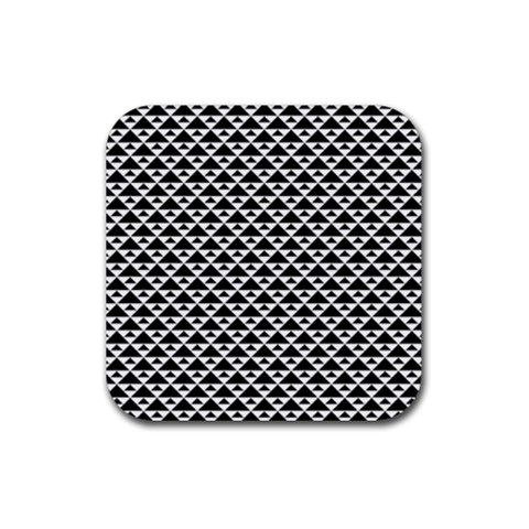 Black and white Triangles pattern, geometric Rubber Coaster (Square)  from ArtsNow.com Front