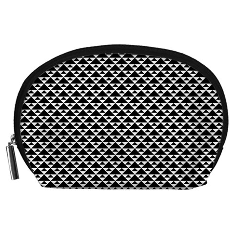 Black and white Triangles pattern, geometric Accessory Pouch (Large) from ArtsNow.com Front