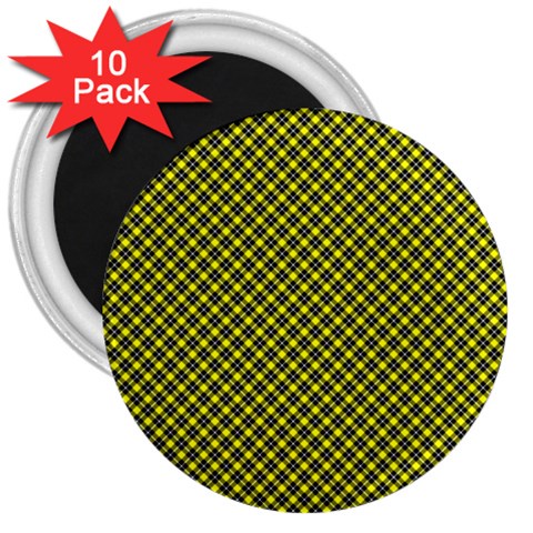 Cute yellow tartan pattern, classic buffalo plaid theme 3  Magnets (10 pack)  from ArtsNow.com Front