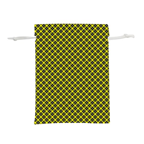 Cute yellow tartan pattern, classic buffalo plaid theme Lightweight Drawstring Pouch (S) from ArtsNow.com Back