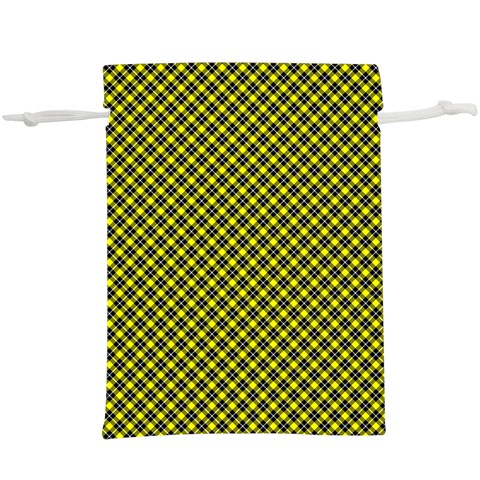 Cute yellow tartan pattern, classic buffalo plaid theme  Lightweight Drawstring Pouch (XL) from ArtsNow.com Front