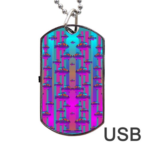 Tropical Rainbow Fishes  In Meadows Of Seagrass Dog Tag USB Flash (One Side) from ArtsNow.com Front