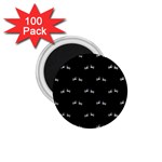 Black And White Boxing Motif Pattern 1.75  Magnets (100 pack) 