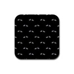Black And White Boxing Motif Pattern Rubber Square Coaster (4 pack) 