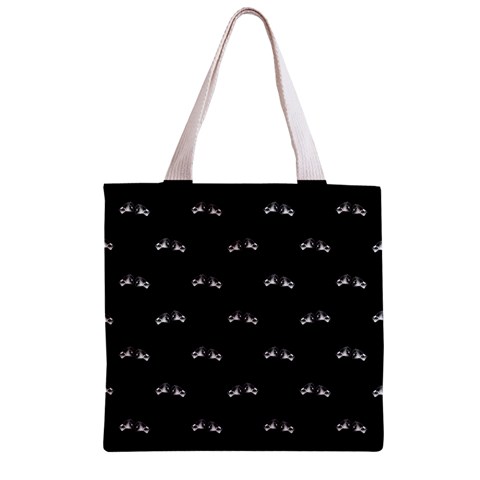 Black And White Boxing Motif Pattern Zipper Grocery Tote Bag from ArtsNow.com Front