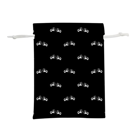Black And White Boxing Motif Pattern Lightweight Drawstring Pouch (S) from ArtsNow.com Front