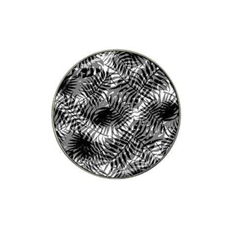 Tropical leafs pattern, black and white jungle theme Hat Clip Ball Marker (4 pack) from ArtsNow.com Front
