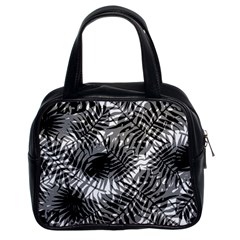 Tropical leafs pattern, black and white jungle theme Classic Handbag (Two Sides) from ArtsNow.com Front
