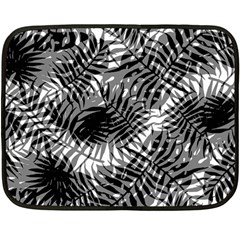 Tropical leafs pattern, black and white jungle theme Double Sided Fleece Blanket (Mini)  from ArtsNow.com 35 x27  Blanket Back