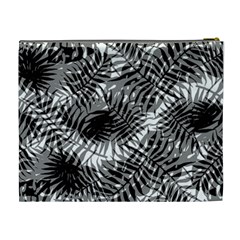 Tropical leafs pattern, black and white jungle theme Cosmetic Bag (XL) from ArtsNow.com Back
