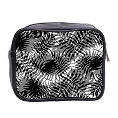 Tropical leafs pattern, black and white jungle theme Mini Toiletries Bag (Two Sides) from ArtsNow.com Back