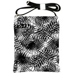 Tropical leafs pattern, black and white jungle theme Shoulder Sling Bag