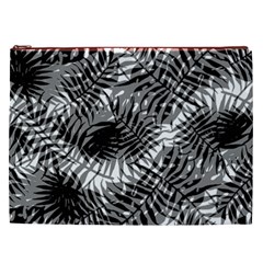 Tropical leafs pattern, black and white jungle theme Cosmetic Bag (XXL) from ArtsNow.com Front