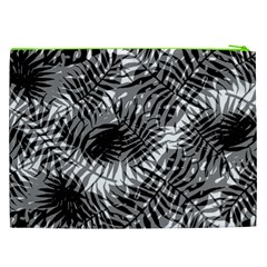 Tropical leafs pattern, black and white jungle theme Cosmetic Bag (XXL) from ArtsNow.com Back