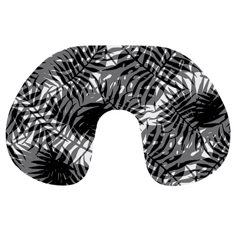 Tropical leafs pattern, black and white jungle theme Travel Neck Pillow from ArtsNow.com Front