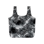 Tropical leafs pattern, black and white jungle theme Full Print Recycle Bag (S)