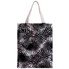 Tropical leafs pattern, black and white jungle theme Zipper Classic Tote Bag from ArtsNow.com Back