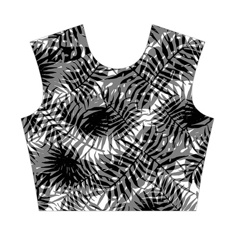 Tropical leafs pattern, black and white jungle theme Cotton Crop Top from ArtsNow.com Front