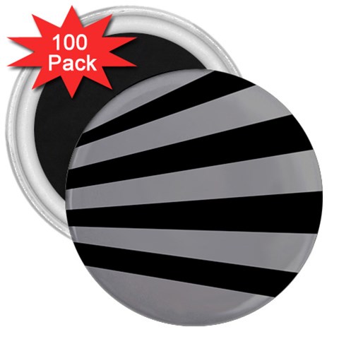 Striped black and grey colors pattern, silver geometric lines 3  Magnets (100 pack) from ArtsNow.com Front