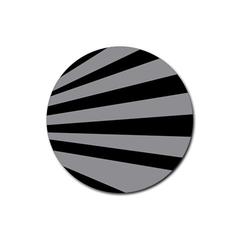 Striped black and grey colors pattern, silver geometric lines Rubber Round Coaster (4 pack)  from ArtsNow.com Front