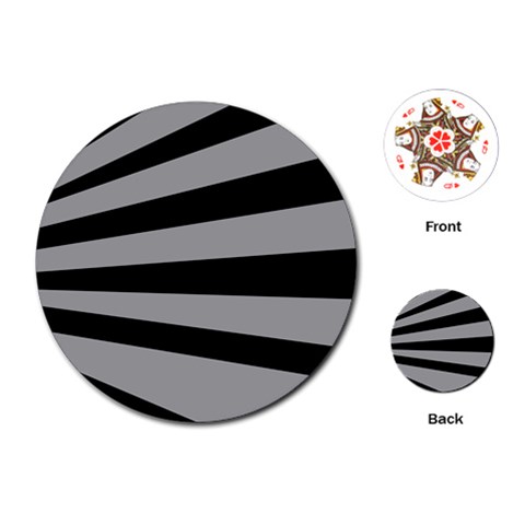 Striped black and grey colors pattern, silver geometric lines Playing Cards Single Design (Round) from ArtsNow.com Front