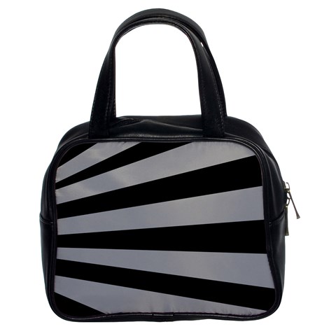 Striped black and grey colors pattern, silver geometric lines Classic Handbag (Two Sides) from ArtsNow.com Front