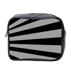 Striped black and grey colors pattern, silver geometric lines Mini Toiletries Bag (Two Sides) from ArtsNow.com Front