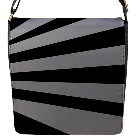 Striped black and grey colors pattern, silver geometric lines Flap Closure Messenger Bag (S) from ArtsNow.com Front