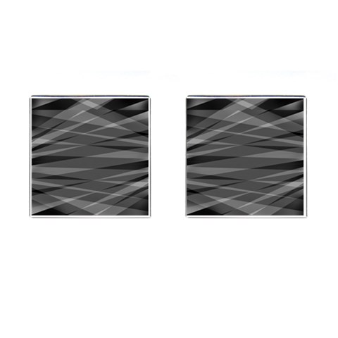 Abstract geometric pattern, silver, grey and black colors Cufflinks (Square) from ArtsNow.com Front(Pair)