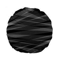Abstract geometric pattern, silver, grey and black colors Standard 15  Premium Flano Round Cushions from ArtsNow.com Back