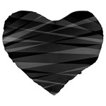 Abstract geometric pattern, silver, grey and black colors Large 19  Premium Flano Heart Shape Cushions