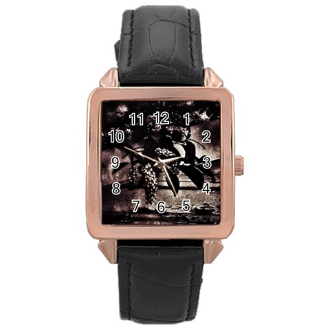 Dark Spring Rose Gold Leather Watch  from ArtsNow.com Front