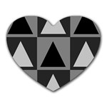 Gray and black Triangles Heart Mousepads