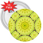 Yellow Floral print 3  Buttons (10 pack) 