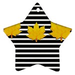 Stripe Yellow Leaves Star Ornament (Two Sides)