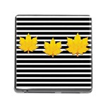 Stripe Yellow Leaves Memory Card Reader (Square 5 Slot)
