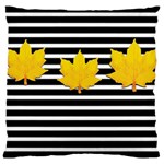 Stripe Yellow Leaves Large Cushion Case (One Side)