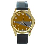 Orange and gray Saw Round Gold Metal Watch