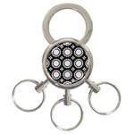 Gray Flowers 3-Ring Key Chain