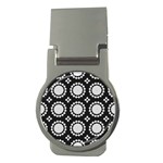 Gray Flowers Money Clips (Round) 