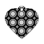 Gray Flowers Dog Tag Heart (One Side)