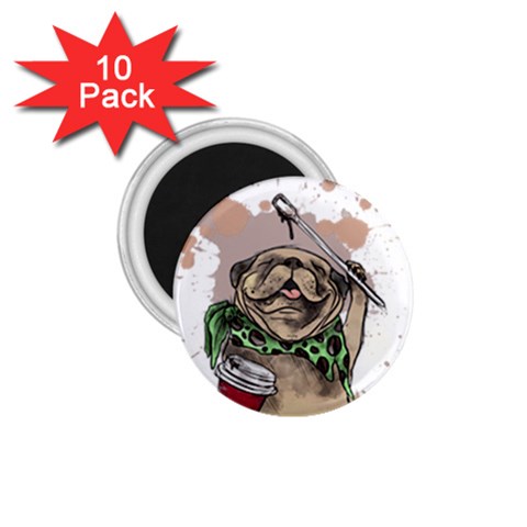 Pug Lover Coffee 1.75  Magnets (10 pack)  from ArtsNow.com Front