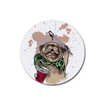 Pug Lover Coffee Rubber Coaster (Round) 