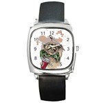 Pug Lover Coffee Square Metal Watch