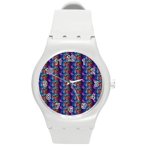 Abstract Illusion Round Plastic Sport Watch (M) from ArtsNow.com Front