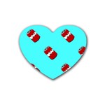 Soda Cans on blue Rubber Coaster (Heart) 