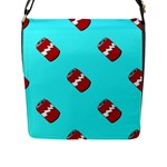 Soda Cans on blue Flap Closure Messenger Bag (L)